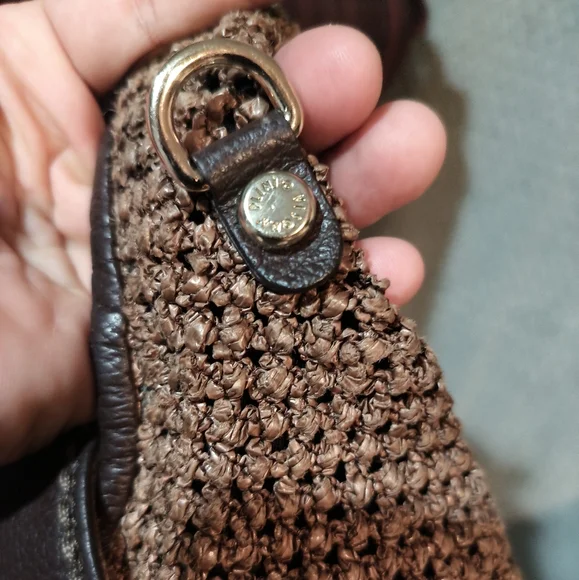 Plinio Visona Brown Straw Woven Shoulder Crossbody Bag. - Picture 8 of 16